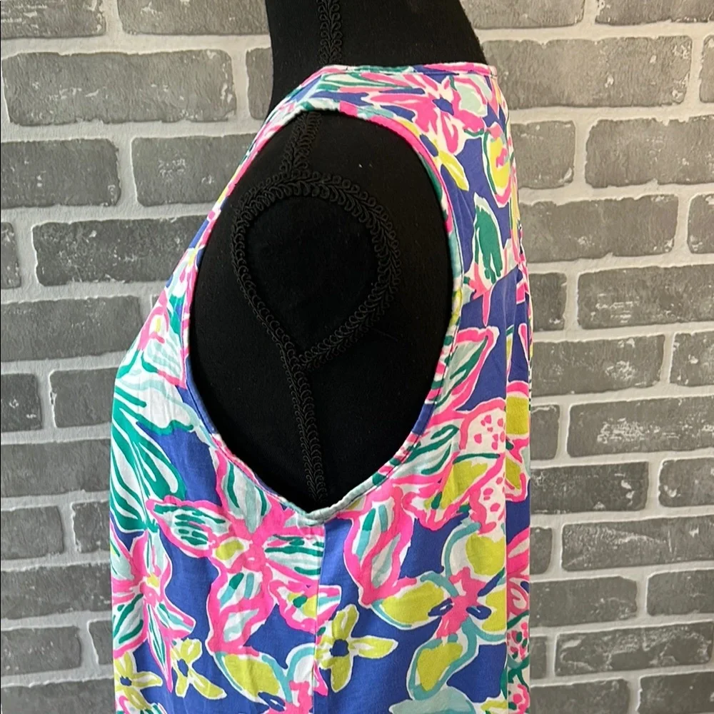 Lilly Pulitzer Blythe Tank Dress Casa Azul Floral Print Pima Cotton Women’s Larg - Picture 8 of 15